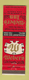 Matchbook Cover - Weber's Inn Ann Arbor MI