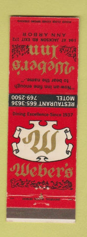 Matchbook Cover - Weber's Inn Ann Arbor MI