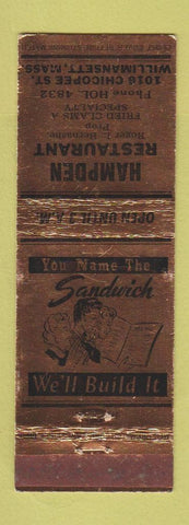 Matchbook Cover - Hampden Restaurant Willimansett MA