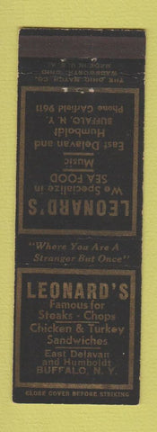 Matchbook Cover - Leonard's Restaurant Buffalo NY