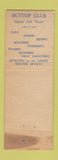 Matchbook Cover - Skytop Club PA WORN