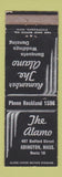 Matchbook Cover - The Alamo Abington MA low phone # WEAR