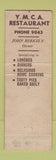 Matchbook Cover - YMCA Restaurant New Castle PA WEAR
