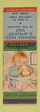 Matchbook Cover - Norwalk Radio and Appliance Shop Norwalk CT