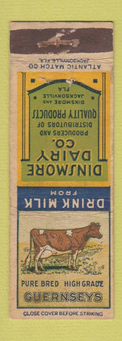 Matchbook Cover - Dinsmore Dairy Jacksonville FL POOR STRIKER