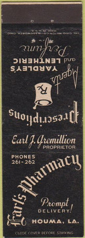 Matchbook Cover - Earl's Pharmacy Houma LA