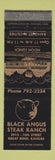 Matchbook Cover - Black Angus Steak Ranch Great Bend KS