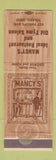 Matchbook Cover - Mancy's Restaurant Saloon Toledo OH WEAR