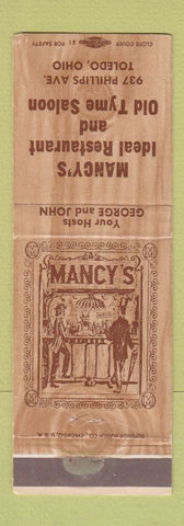 Matchbook Cover - Mancy's Restaurant Saloon Toledo OH WEAR