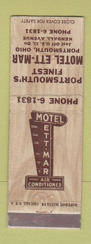 Matchbook Cover - Motel Ett Mar Portsmouth OH WORN