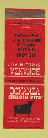 Matchbook Cover - Bonanza Sirloint Pit Southfield MI WEAR