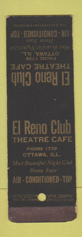Matchbook Cover - El Reno Club Ottawa IL SAMPLE POOR STRIKER