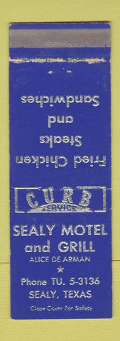 Matchbook Cover - Sealy Motel and Grill Sealy TX WORN
