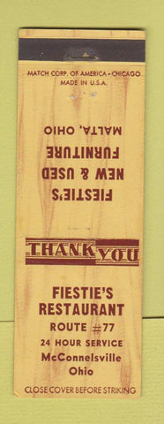 Matchbook Cover - Fiestie's Restaurant McConnelsville OH Malta OH Furniture