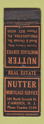 Matchbook Cover - Nutter Mortgage Service Camden NJ WEAR