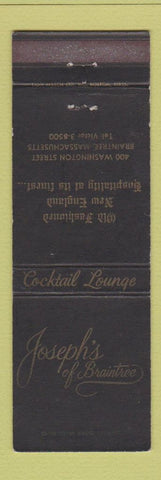 Matchbook Cover - Joseph's of Braintree MA