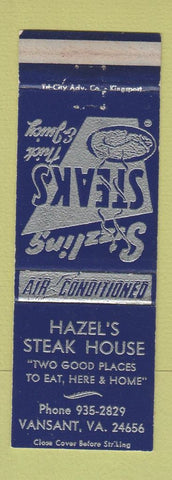 Matchbook Cover - Hazel's Steak House Vansant VA WORN
