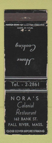 Matchbook Cover - Nora's Colonial Restaurant Fall River MA WORN