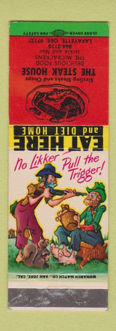 Matchbook Cover - The Steak House Lafayette OR hillbilly