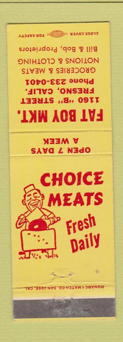 Matchbook Cover - Fat Boy Market Fresno CA grocery meats