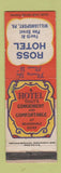 Matchbook Cover - Ross Hotel Williamsport PA WORN