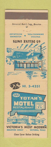 Matchbook Cover - Totah's Motel Restaurant Victoria TX