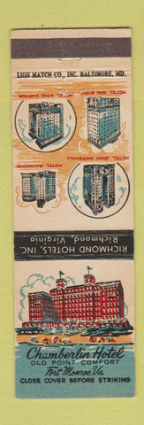 Matchbook Cover - Chamberlain Hotel Fort Monroe VA Hotels Richmond