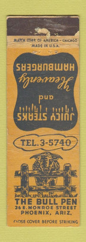 Matchbook Cover - The Bull Pen Phoenix AZ WORN