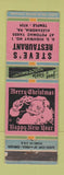 Matchbook Cover - Steve's Restaurant Alexandria VA Christmas WORN