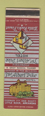 Matchbook Cover - The Albert Pike Hotel Little Rock AR