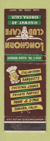 Matchbook Cover - Longhorn Club Cafe Sonora CA