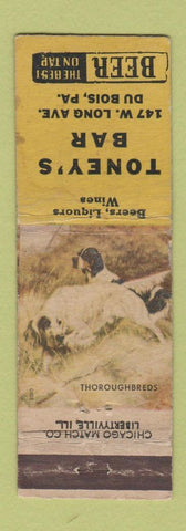 Matchbook Cover - Toney's Bar DuBois PA WORN