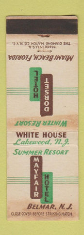 Matchbook Cover - Mayfair Hotel Belmar NJ WORN Miami Beach FL Dorest Hotel