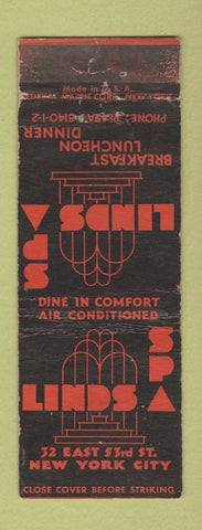 Matchbook Cover - Linds Spa New York City Federal WORN