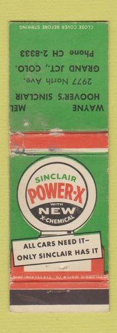 Matchbook Cover - Sinclair oil gas Hoover's Grand Junction Colorado WORN