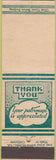 Matchbook Cover - Thank You King Midas BLANK