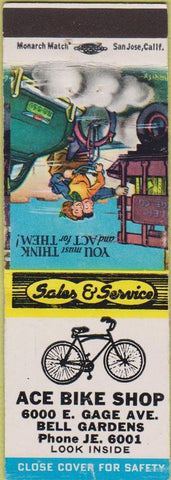 Matchbook Cover - Ace Bike Shop Bell Gardens CA Lawn mowers