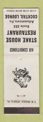 Matchbook Cover - Stake House Restaurant Adamstown PA WEAR