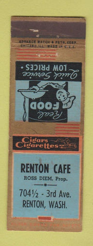 Matchbook Cover - Renton Cafe WA ADVANCE WEAR