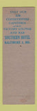 Matchbook Cover - Southern Hotel Baltimore MD