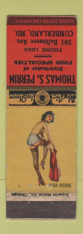 Matchbook Cover - Thomas Perrin Food Distributor Cumberland MD pinup WEAR