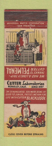 Matchbook Cover - Cutter Labs Berkeley CA cattle vaccines