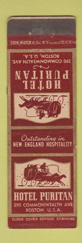 Matchbook Cover - Hotel Puritan Boston MA