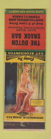 Matchbook Cover - The Dutch Snack Bar Northumberland PA pinup