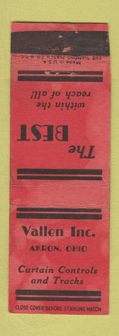 Matchbook Cover - Vallen Inc Akron OH Curtain Controls Tracks WORN
