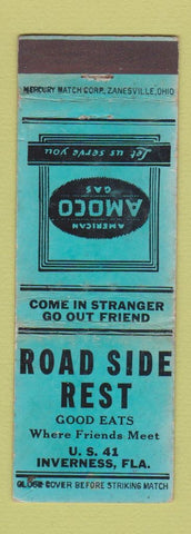 Matchbook Cover - Amoco oil gas Road Side Rest Inverness FL WRON