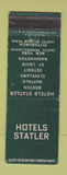 Matchbook Cover - Hotels Statler Boston Buffalo Cleveland Detroit St Louis WORN