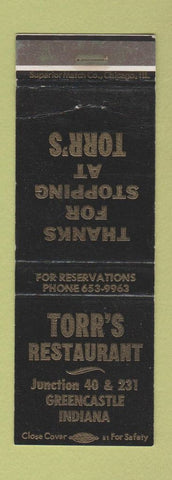 Matchbook Cover - Torr's Restaurant Greencastle IN WEAR
