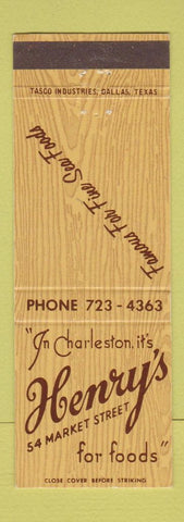 Matchbook Cover - Henry's Restaurant Charleston SC