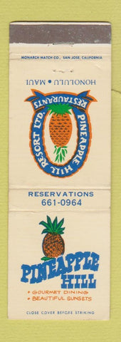 Matchbook Cover - Pineapple Hill Honolulu Hawaii
